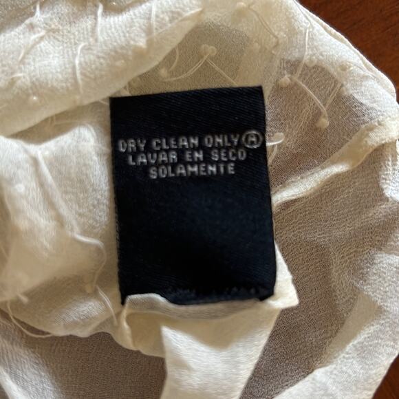 ECI Cream Silk Beaded Blouse Sheer Fancy Woman Size Small Boho Fairy - Picture 8 of 10